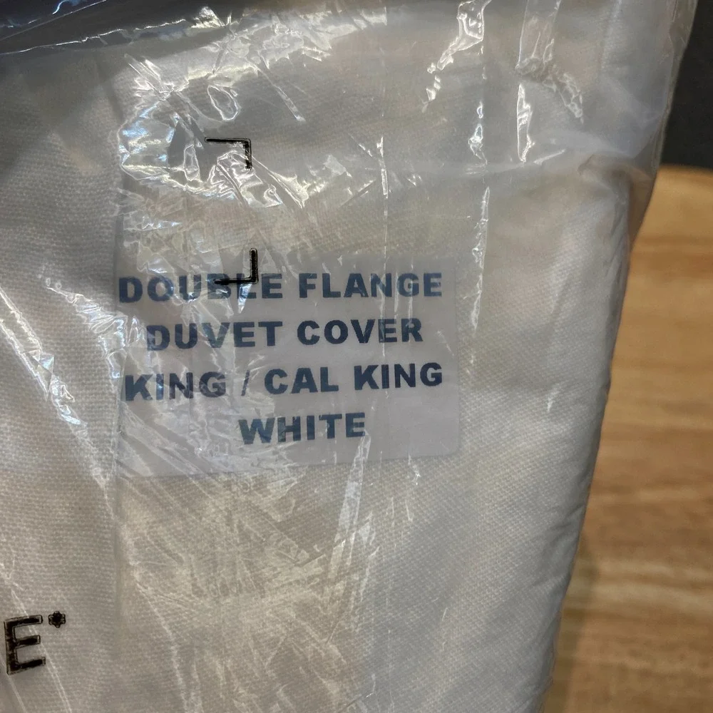 Quince European Linen Double Flange Duvet Cover King/Cal King White NO SHAMS